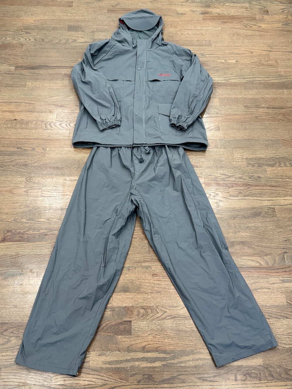 Stearns Rain Suit XL Mens 2 PC Waterproof Jacket Pants Gray PVC Fishing Gorpcore